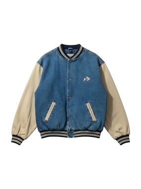 Vintage 90s Denim Bomber Jacket Quilt Lined‎ Men’s Large